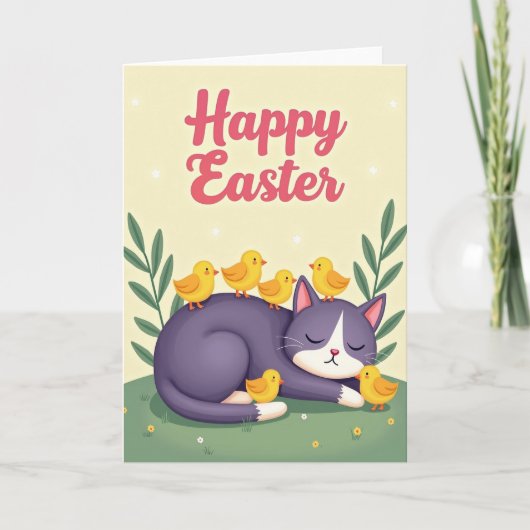 Schlafende Katze Frühlingskarte Karte (Vorderseite)