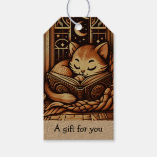 Schlafende Katze im Art Deco Stil - Geschenk für D Geschenkanhänger
