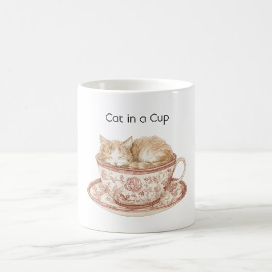 Schlafende Katze in einer Tasse (Mittel)