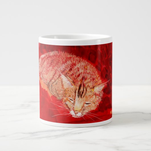 Schlafende Katze Jumbo-Tasse (Vorderseite)