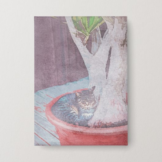 Schlafende Katze Knopf Button (Vorderseite)