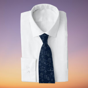 Schlafende Katze Krawatte – Fantasie Katzenmuster