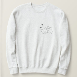 Schlafende Katze Linienkunst Sweatshirt