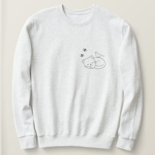 Schlafende Katze Linienkunst Sweatshirt (Design vorne)