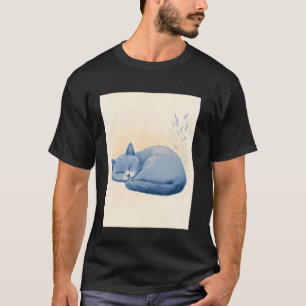 Schlafende Katze mit Lavendel Katzenliebhabern T-Shirt