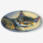 Schlafende Katze Pappteller (Schrägansicht)