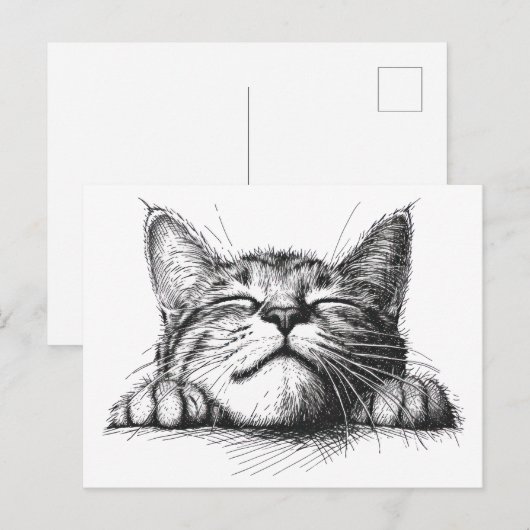 Schlafende Katze Postkarte (Vorne/Hinten)