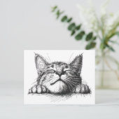 Schlafende Katze Postkarte (Stehend Vorderseite)