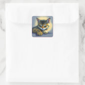 Schlafende Katze Quadratischer Aufkleber (Tasche)