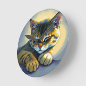 Schlafende Katze Runde Wanduhr (Winkel)