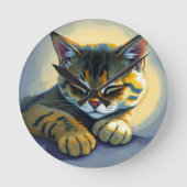 Schlafende Katze Runde Wanduhr (Vorderseite)