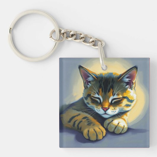 Schlafende Katze Schlüsselanhänger (Vorderseite)