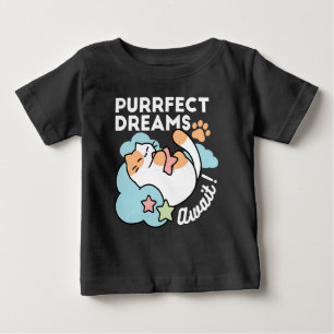 Schlafende Katze umarmt Stern – Purrfekte Träume S Baby T-shirt