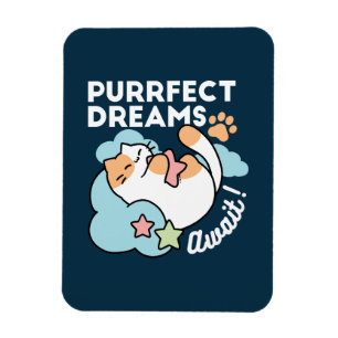 Schlafende Katze umarmt Stern – Purrfekte Träume S Magnet