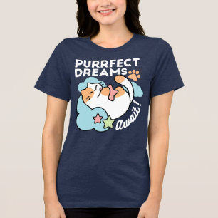 Schlafende Katze umarmt Stern – Purrfekte Träume S Tri-Blend Shirt