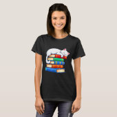 Schlafende Katze und Bücher süß lustig gemütlich B T-Shirt (Vorne ganz)
