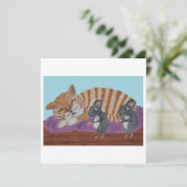 Schlafende Katze und hinterlistige Mäuse  Einladung (Stehend Vorderseite)