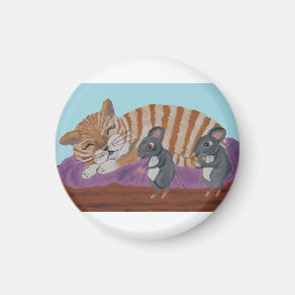 Schlafende Katze und hinterlistige Mäuse Magnet