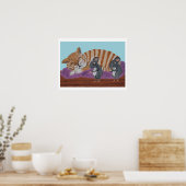 Schlafende Katze und hinterlistige Mäuse Poster (Küche)