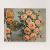Schlafende Katze und Rosen Puzzle (Horizontal)