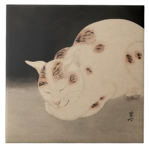 Schlafende Katze von Kawanabe Kyosai Fliese