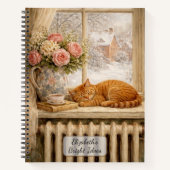Schlafende Katze Winterfenster Notizblock (Vorderseite)