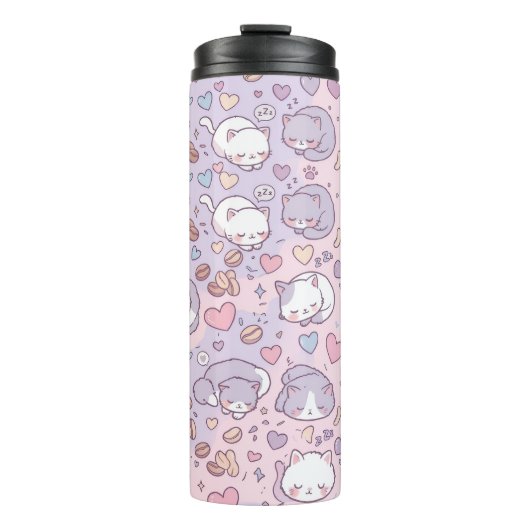 Schlafende Katzen Kawaii Thermobecher Thermosbecher (Vorderseite)