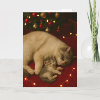 Schlafende Katzen Weihnachten Gefalteter Gruß Karte