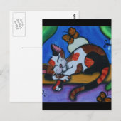 Schlafende Katzenschmetterlinge und Libellen Postkarte (Vorne/Hinten)