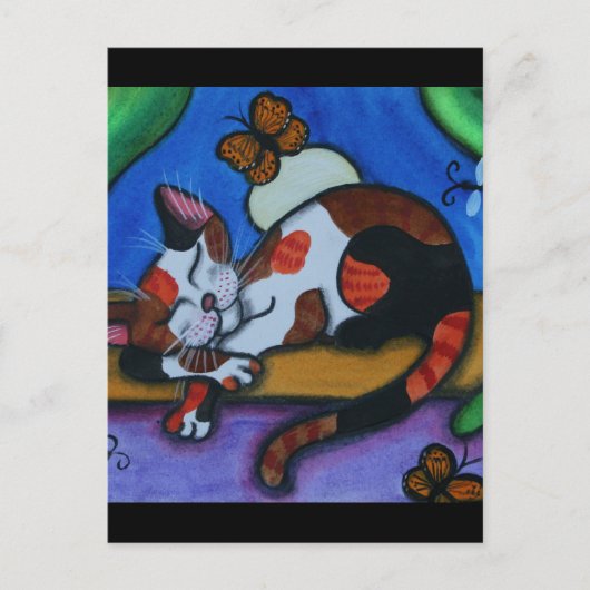 Schlafende Katzenschmetterlinge und Libellen Postkarte (Vorderseite)