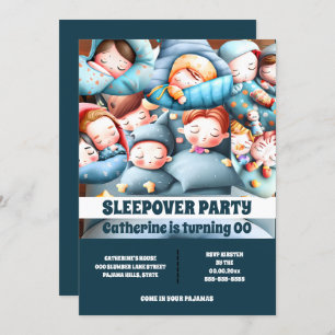 Schlafende Kinder schlafen Pyjama Cartoon Spaß Einladung