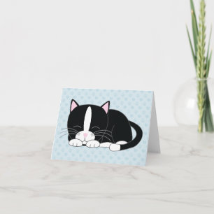 Schlafende Kitty {Tuxedo-Katze} gefaltete Dankeska Dankeskarte