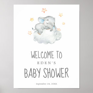 Schlafende kleine Elefantenjunge Babydusche Willko Poster