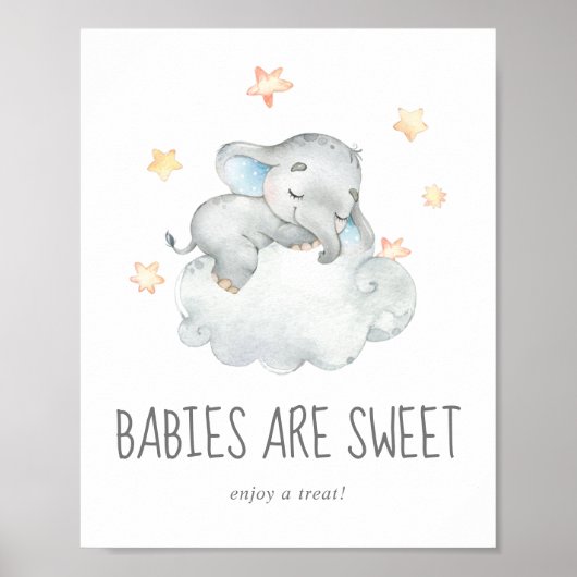 Schlafende kleine Elefantenjunge Babys sind süß Poster (Vorne)