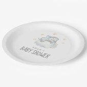 Schlafende kleine Elefantenjunge Dusche Pappteller (Schrägansicht)