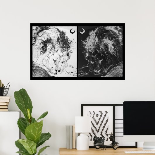 Schlafende Löwen: Yin & Yang Poster (Heimbüro)