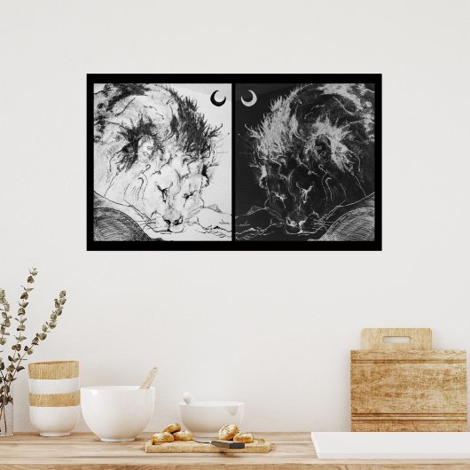 Schlafende Löwen: Yin & Yang Poster (Küche)