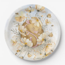 Schlafende Maus im Bienengarten Pappteller