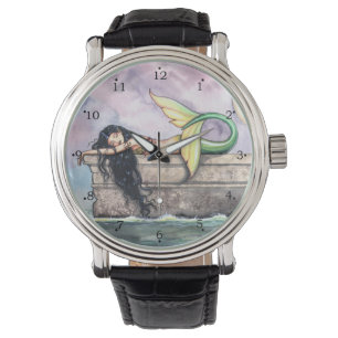 Schlafende Meerjungfrau Fantasy-Kunst von Molly Ha Armbanduhr