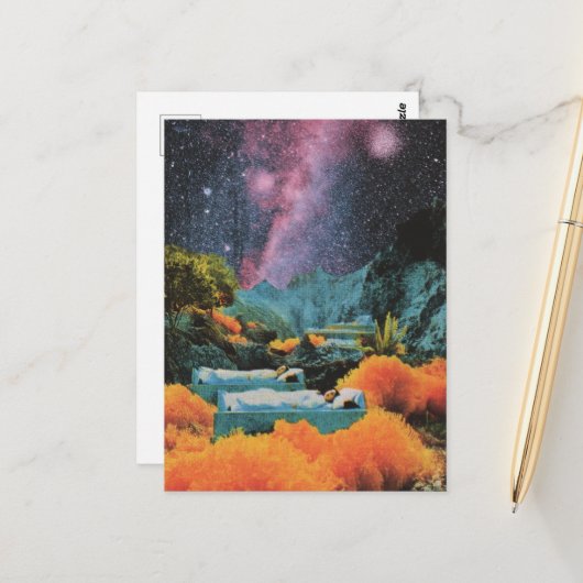 Schlafende Menschen schlafen in Surreal Mixed Medi Postkarte (Vorderseite/Rückseite Beispiel)