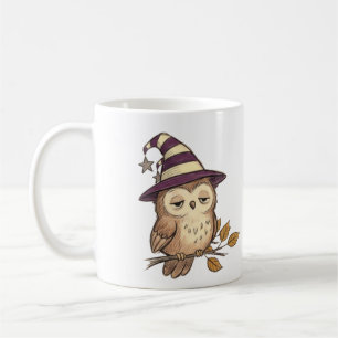 Schlafende Nachteule in lila Hexenhut Halloween-Ko Kaffeetasse