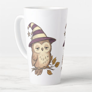 Schlafende Nachteule in lila Hexenhut Halloween-Ko Milchtasse