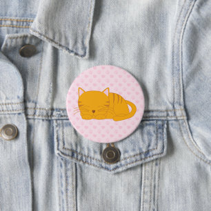 Schlafende Orange Tabby Cat Button
