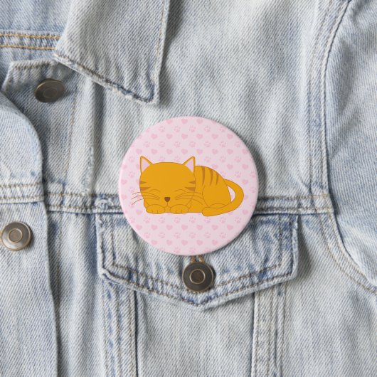 Schlafende Orange Tabby Cat Button (Beispiel)