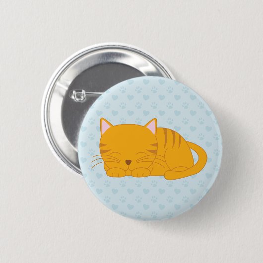 Schlafende Orange Tabby Cat Button (Vorne & Hinten)