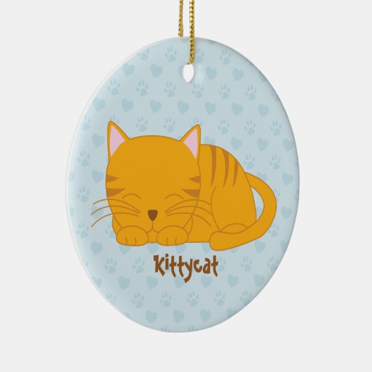 Schlafende Orange Tabby Cat Keramik Ornament (Rechts)