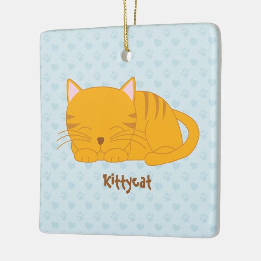 Schlafende Orange Tabby Cat Keramikornament (Links)