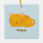 Schlafende Orange Tabby Cat Keramikornament (Vorderseite)
