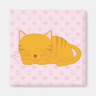 Schlafende Orange Tabby Cat Magnet