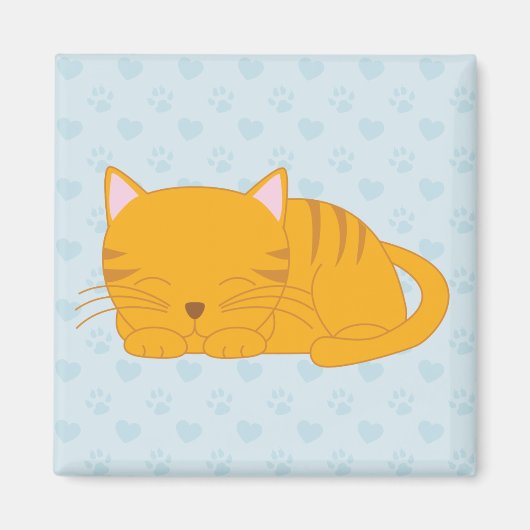 Schlafende Orange Tabby Cat Magnet (Vorne)